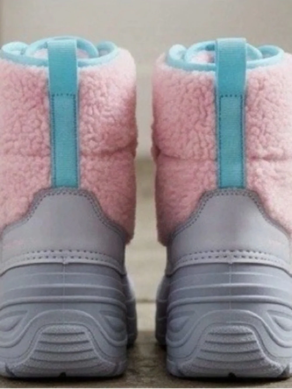 Kids Waterproof Pink and Light Blue Winter Boots